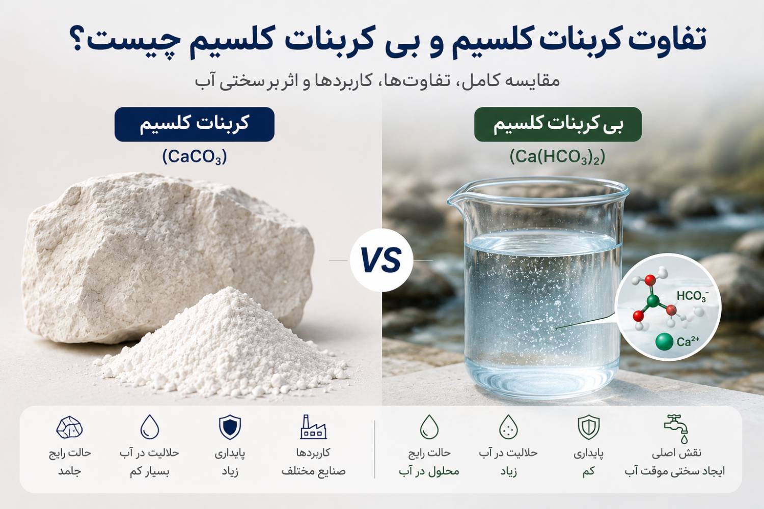 تفاوت کربنات کلسیم و بی کربنات کلسیم